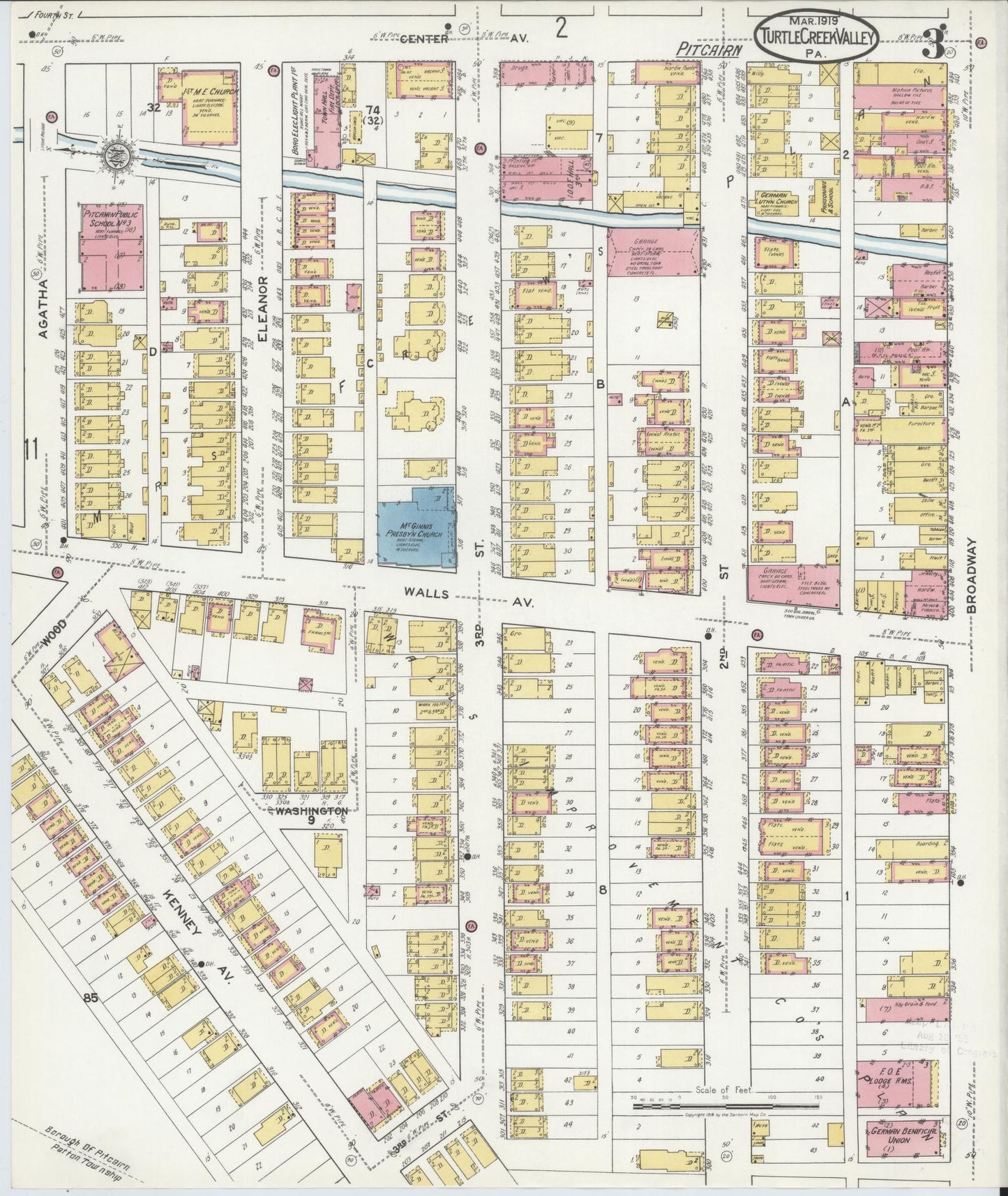 Sanborn Fire Insurance Map from Turtle Creek Valley, Allegheny County, Pennsylvania (1919), Sheet #0003 - Complete Map Set gallery image, historic Sanborn map, vintage wall art, Pennsylvania Pennsylvania