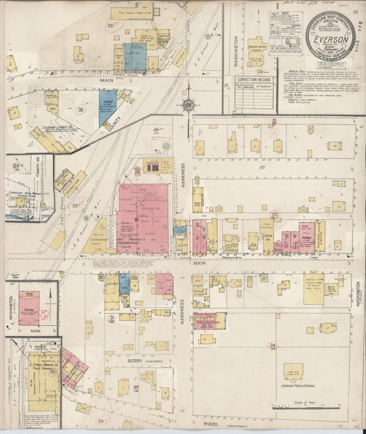 Sanborn Fire Insurance Map from Everson, Whatcom County, Washington (1932), Sheet #0001 - Historic Sanborn Fire Insurance Map Print, vintage old map wall art, antique decor, genealogy gift, Washington Washington map