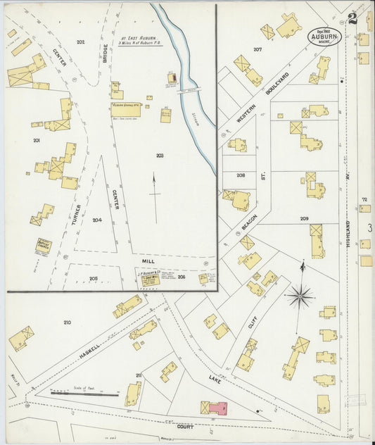 Sanborn Fire Insurance Map from Auburn, Androscoggin County, Maine (1902), Sheet #0002 - Historic Sanborn Fire Insurance Map Print, vintage old map wall art, antique decor, genealogy gift, Maine Maine map