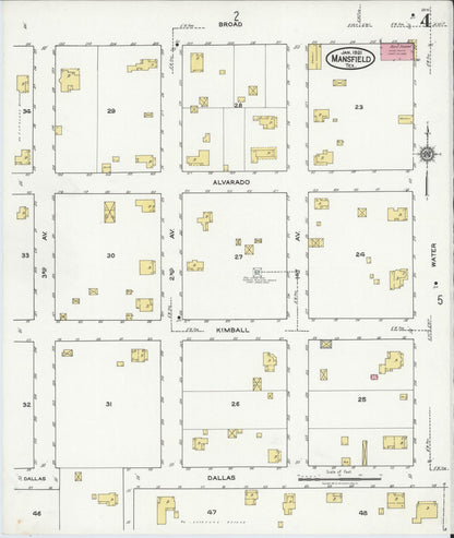 Sanborn Fire Insurance Map from Mansfield, Tarrant County, Texas (1921), Sheet #0004 - Complete Map Set gallery image, historic Sanborn map, vintage wall art, Texas Texas