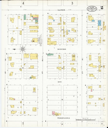 Sanborn Fire Insurance Map from Oswego, Labette County, Kansas (1905), Sheet #0002 - Complete Map Set gallery image, historic Sanborn map, vintage wall art, Kansas Kansas