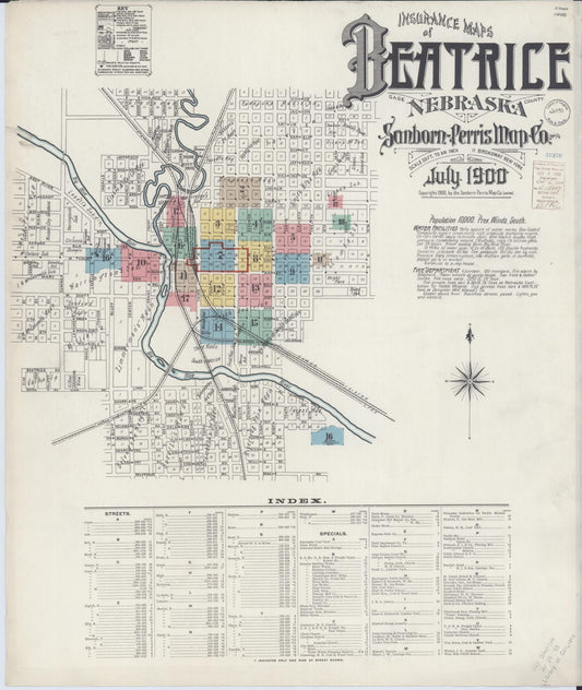 Sanborn Fire Insurance Map from Beatrice, Gage County, Nebraska. (1900) – Historic Sanborn Fire Insurance Map Print