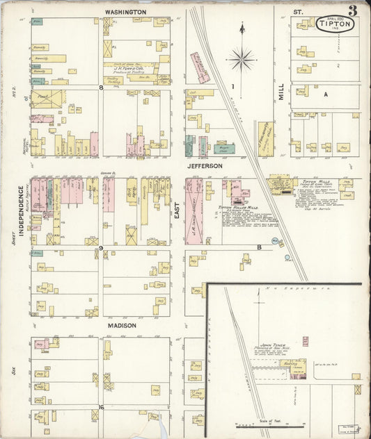 Sanborn Fire Insurance Map from Tipton, Tipton County, Indiana (1890), Sheet #0003 - Historic Sanborn Fire Insurance Map Print, vintage old map wall art, antique decor, genealogy gift, Indiana Indiana map