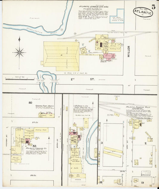 Sanborn Fire Insurance Map from Atlantic, Cass County, Iowa (1888), Sheet #0005 - Historic Sanborn Fire Insurance Map Print, vintage old map wall art
