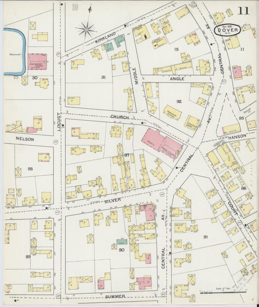 Sanborn Fire Insurance Map from Dover, Strafford County, New Hampshire (1892), Sheet #0011 - Historic Sanborn Fire Insurance Map Print, vintage old map wall art, antique decor, genealogy gift, New Hampshire New Hampshire map