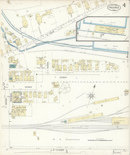 Sanborn Fire Insurance Map from Truckee, Nevada County, California (1898), Sheet #0004 - Complete Map Set gallery image, historic Sanborn map, vintage wall art, California California