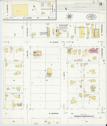 Sanborn Fire Insurance Map from Vinita, Craig County, Oklahoma (1908), Sheet #0003 - Complete Map Set gallery image, historic Sanborn map, vintage wall art, Oklahoma Oklahoma