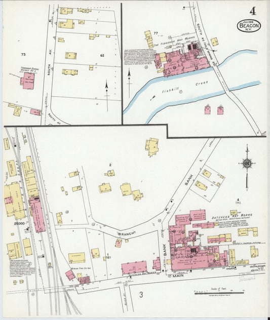 Sanborn Fire Insurance Map from Beacon, Dutchess County, New York (1919), Sheet #0004 - Historic Sanborn Fire Insurance Map Print, vintage old map wall art, antique decor, genealogy gift, New York New York map