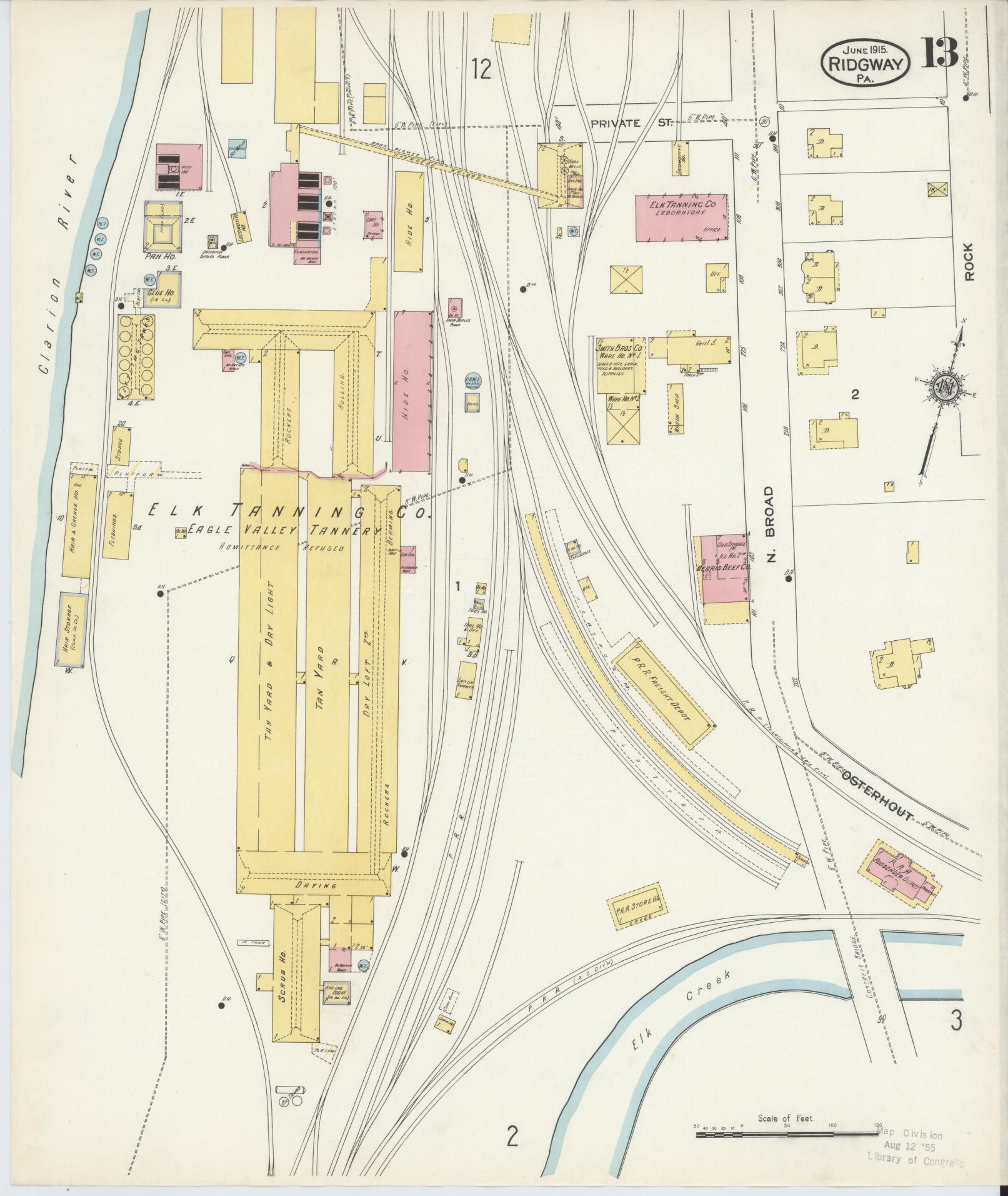 Sanborn Fire Insurance Map from Ridgway, Elk County, Pennsylvania (1915), Sheet #0013 - Complete Map Set gallery image, historic Sanborn map, vintage wall art, Pennsylvania Pennsylvania