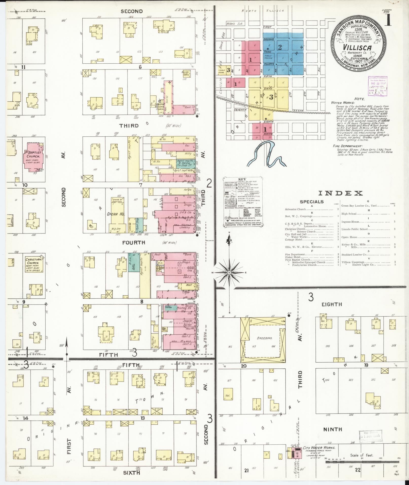 Sanborn Fire Insurance Map from Villisca, Montgomery County, Iowa (1907), Sheet #0001 - Historic Sanborn Fire Insurance Map Print