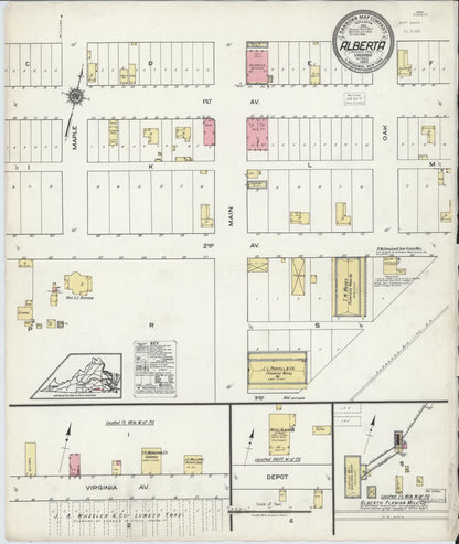 Sanborn Fire Insurance Map from Alberta, Brunswick County, Virginia (1920), Sheet #0001 - Historic Sanborn Fire Insurance Map Print, vintage old map wall art, antique decor, genealogy gift, Virginia Virginia map