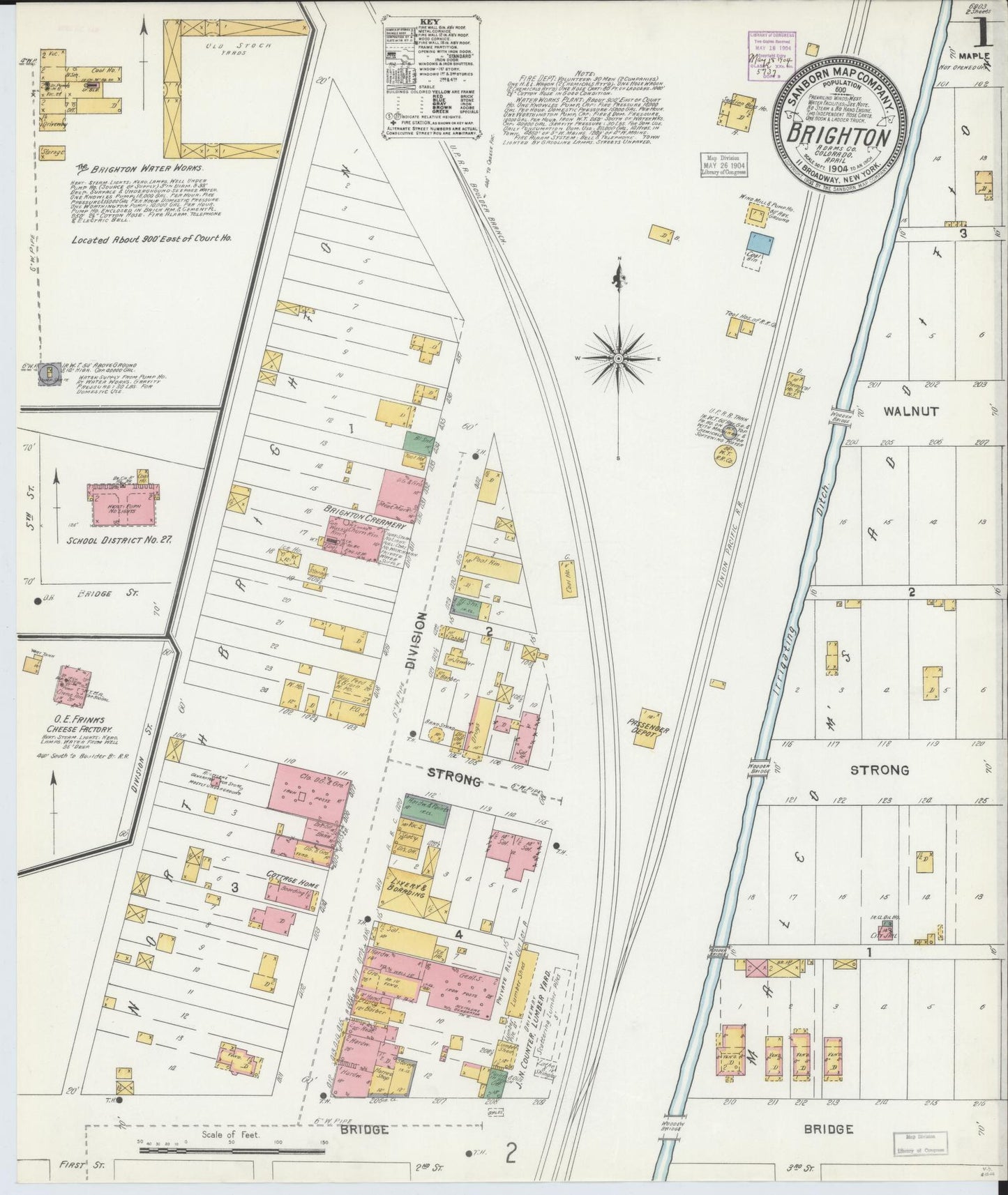 Sanborn Fire Insurance Map from Brighton, Adams County, Colorado (1904), Sheet #0001 - Complete Map Set gallery image, historic Sanborn map, vintage wall art, Colorado Colorado