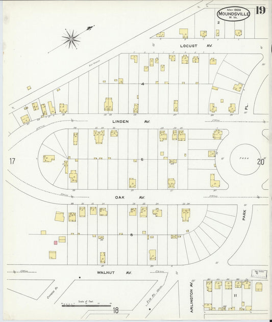 Sanborn Fire Insurance Map from Moundsville, Marshall County, West Virginia (1909), Sheet #0019 - Historic Sanborn Fire Insurance Map Print, vintage old map wall art, antique decor, genealogy gift, West Virginia West Virginia map