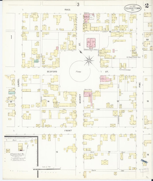 Sanborn Fire Insurance Map from Georgetown, Sussex County, Delaware (1897), Sheet #0002 - Historic Sanborn Fire Insurance Map Print, vintage old map wall art, antique decor, genealogy gift, Delaware Delaware map