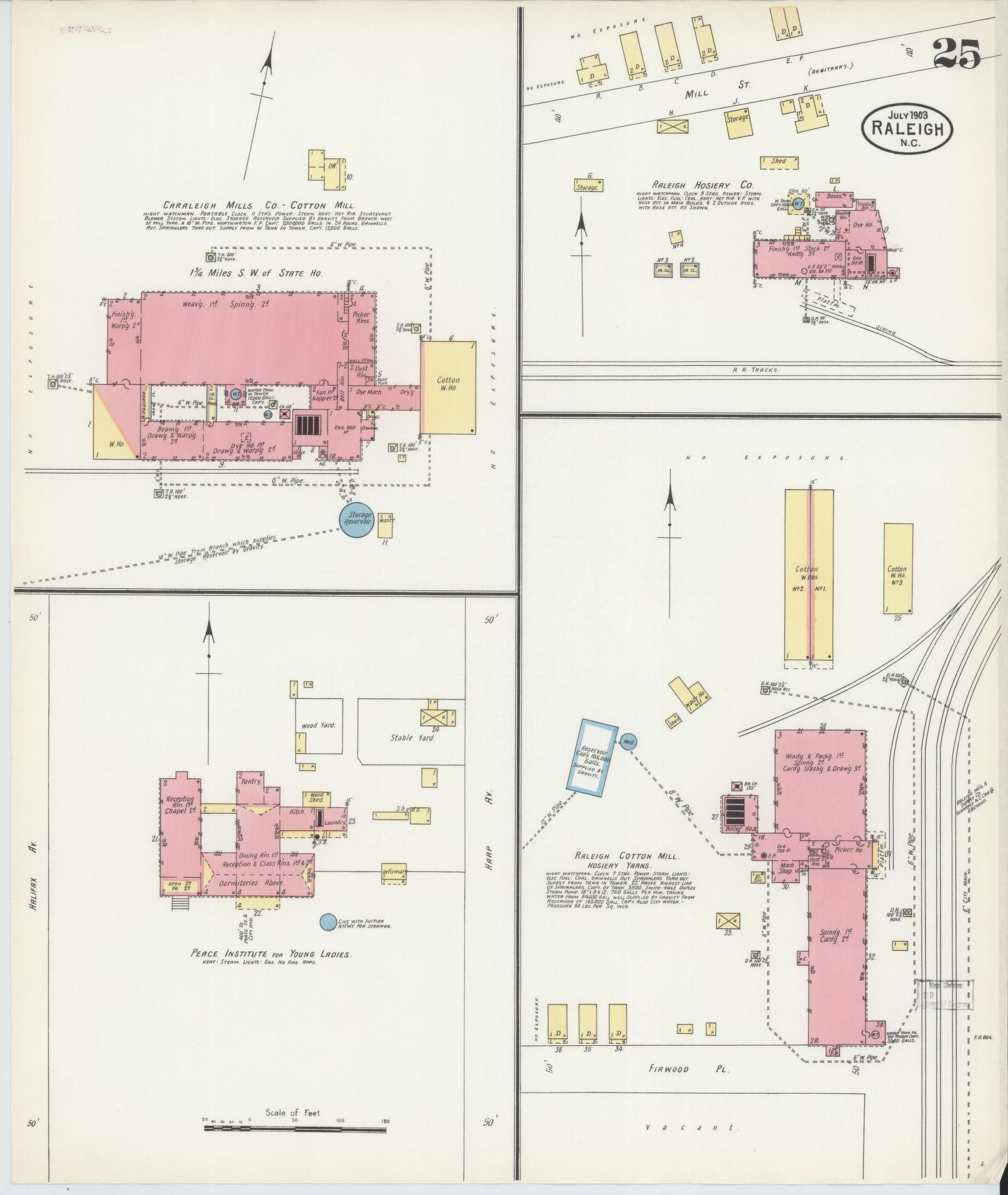 Sanborn Fire Insurance Map from Raleigh, Wake County, North Carolina (1903), Sheet #0025 - Complete Map Set gallery image, historic Sanborn map, vintage wall art, North Carolina North Carolina