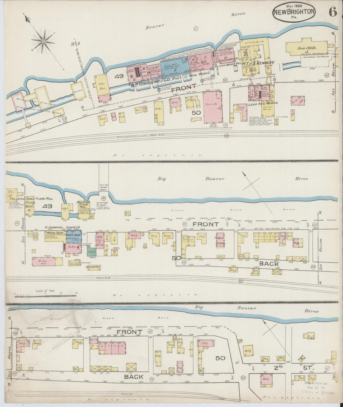 Sanborn Fire Insurance Map from New Brighton, Beaver County, Pennsylvania (1886), Sheet #0006 - Complete Map Set gallery image, historic Sanborn map, vintage wall art, Pennsylvania Pennsylvania
