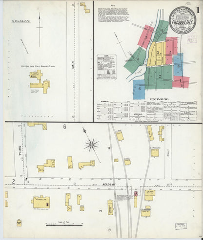 Sanborn Fire Insurance Map from Presque Isle, Aroostook County, Maine (1903), Sheet #0001 - Complete Map Set gallery image, historic Sanborn map, vintage wall art, Maine Maine