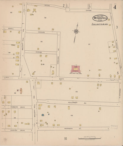 Sanborn Fire Insurance Map from Wethersfield, Hartford County, Connecticut (1922), Sheet #0004 - Complete Map Set gallery image, historic Sanborn map, vintage wall art, Connecticut Connecticut