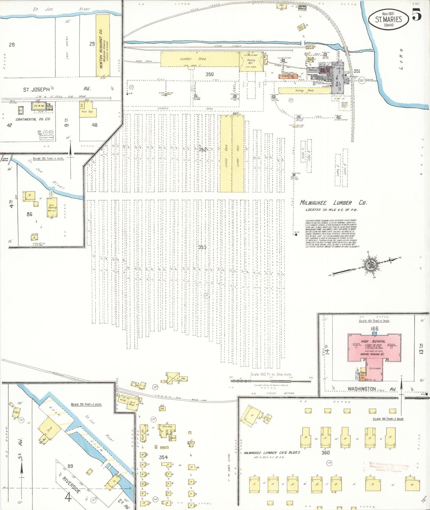 Sanborn Fire Insurance Map from Saint Maries, Benewah County, Idaho (1921), Sheet #0005 - Complete Map Set gallery image, historic Sanborn map, vintage wall art, Idaho Idaho