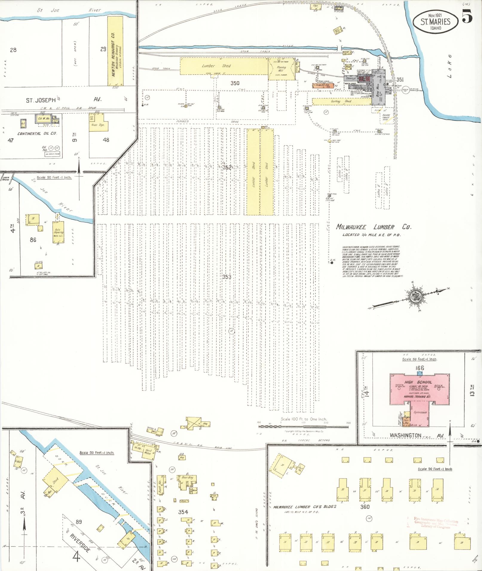 Sanborn Fire Insurance Map from Saint Maries, Benewah County, Idaho (1921), Sheet #0005 - Complete Map Set gallery image, historic Sanborn map, vintage wall art, Idaho Idaho