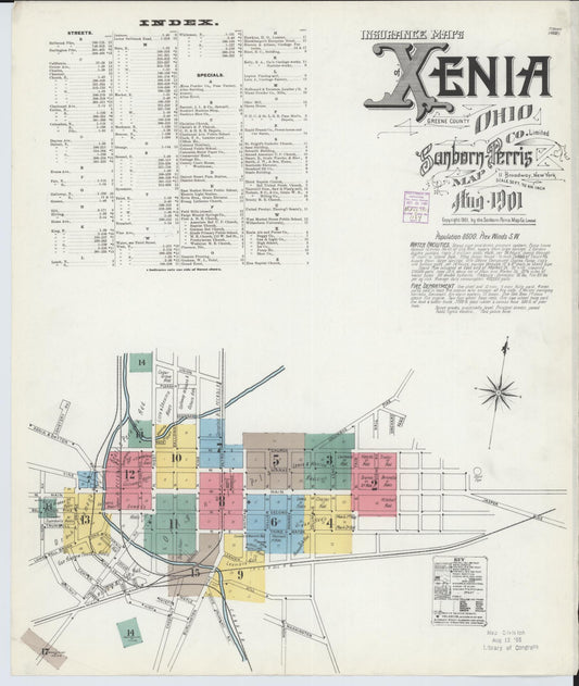 Sanborn Fire Insurance Map from Xenia, Greene County, Ohio (1901), Sheet #0001 - Complete Map Set gallery image, historic Sanborn map, vintage wall art, Ohio Ohio