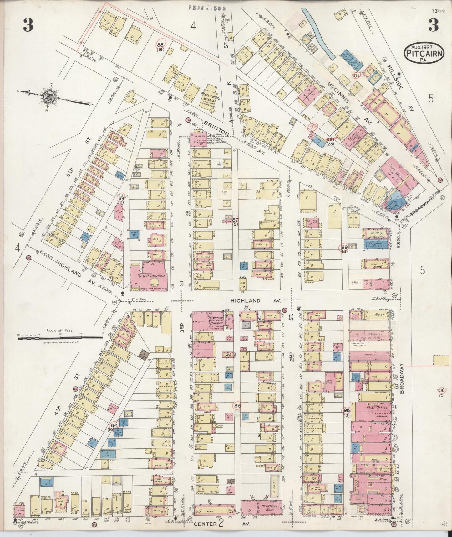 Sanborn Fire Insurance Map from Pitcairn, Allegheny County, Pennsylvania (1948), Sheet #0003 - Complete Map Set gallery image, historic Sanborn map, vintage wall art, Pennsylvania Pennsylvania