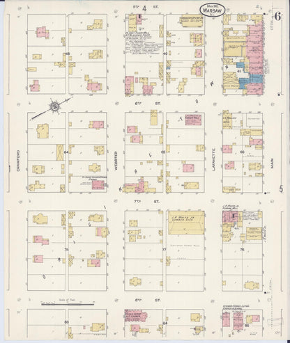 Sanborn Fire Insurance Map from Warsaw, Hancock County, Illinois (1912), Sheet #0006 - Historic Sanborn Fire Insurance Map Print, vintage old map wall art, antique decor, genealogy gift, Illinois Illinois map