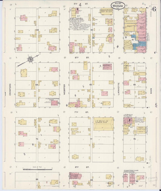 Sanborn Fire Insurance Map from Warsaw, Hancock County, Illinois (1912), Sheet #0006 - Historic Sanborn Fire Insurance Map Print, vintage old map wall art, antique decor, genealogy gift, Illinois Illinois map