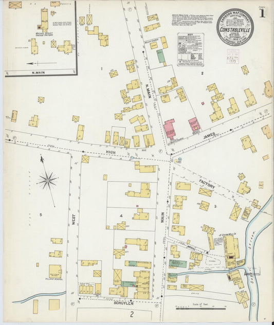 Sanborn Fire Insurance Map from Constableville, Lewis County, New York (1902), Sheet #0001 - Historic Sanborn Fire Insurance Map Print, vintage old map wall art, antique decor, genealogy gift, New York New York map