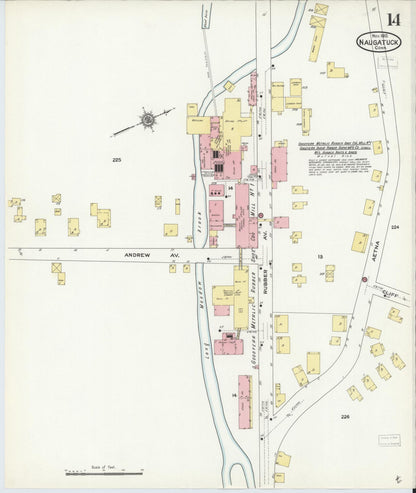 Sanborn Fire Insurance Map from Naugatuck, New Haven County, Connecticut (1910), Sheet #0014 - Complete Map Set gallery image, historic Sanborn map, vintage wall art, Connecticut Connecticut