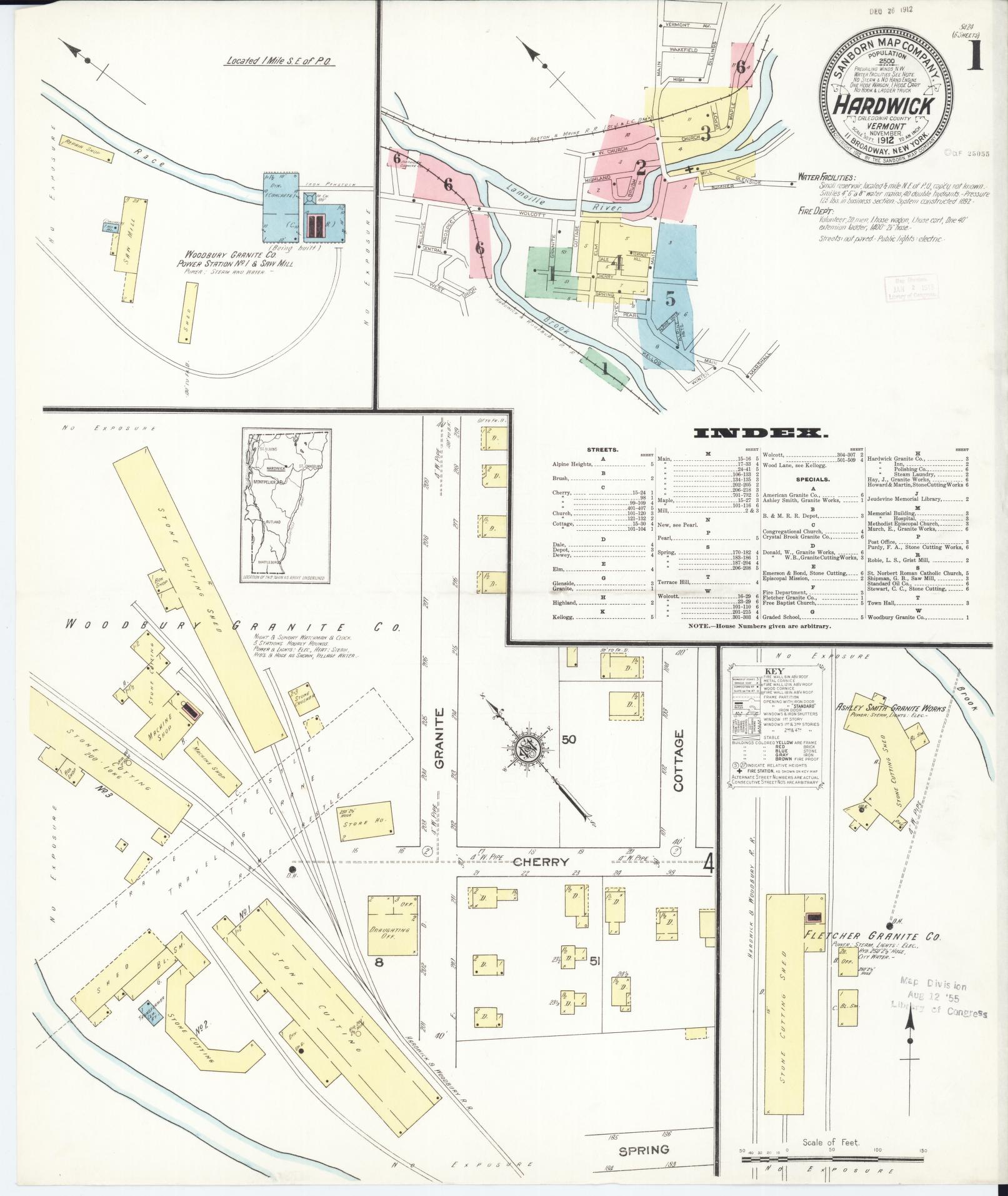 Sanborn Fire Insurance Map from Hardwick, Caledonia County, Vermont. (1912) – Historic Sanborn Fire Insurance Map Print