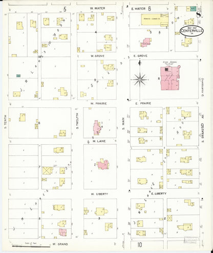 Sanborn Fire Insurance Map from Centerville, Appanoose County, Iowa (1907), Sheet #0008 - Historic Sanborn Fire Insurance Map Print