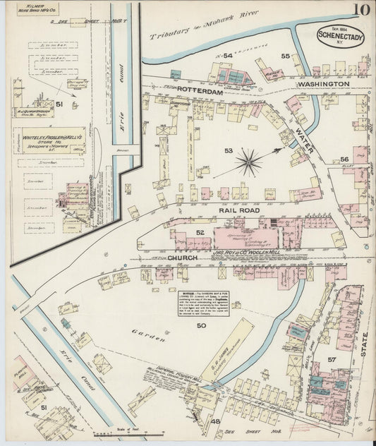 Sanborn Fire Insurance Map from Schenectady, Schenectady County, New York (1884), Sheet #0010 - Historic Sanborn Fire Insurance Map Print, vintage old map wall art, antique decor, genealogy gift, New York New York map