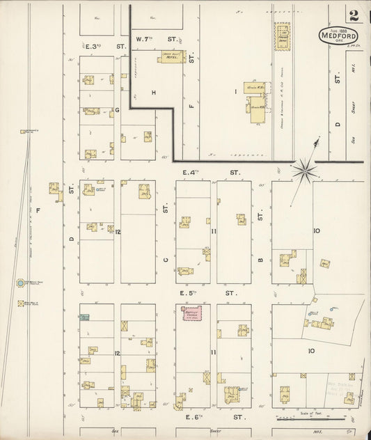 Sanborn Fire Insurance Map from Medford, Jackson County, Oregon (1888), Sheet #0002 - Historic Sanborn Fire Insurance Map Print, vintage old map wall art, antique decor, genealogy gift, Oregon Oregon map