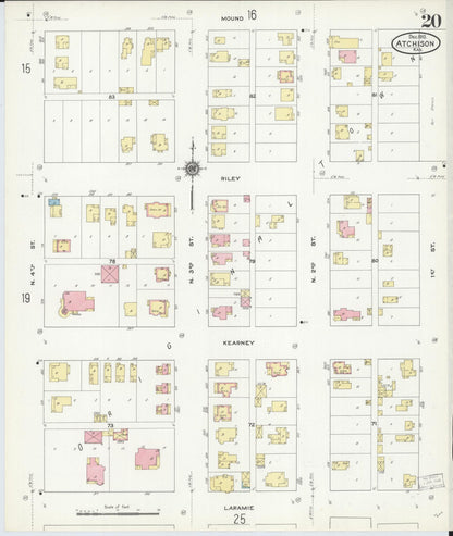 Sanborn Fire Insurance Map from Atchison, Atchison County, Kansas (1910), Sheet #0020 - Complete Map Set gallery image, historic Sanborn map, vintage wall art, Kansas Kansas