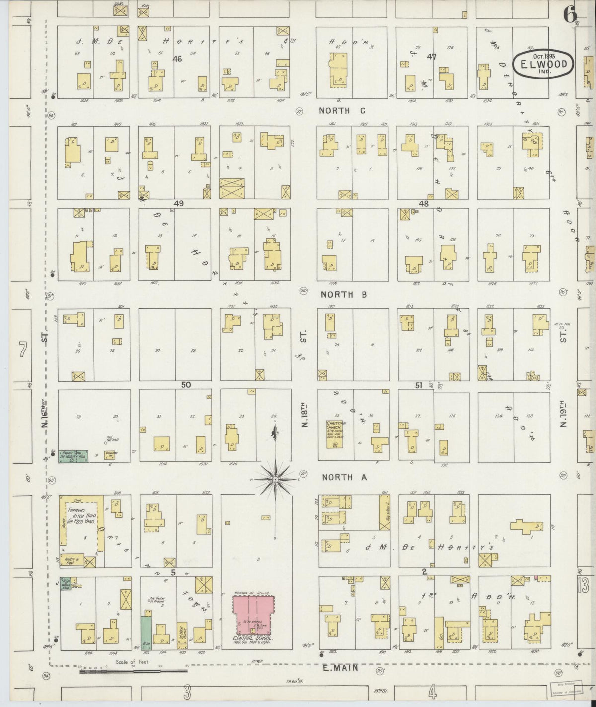 Sanborn Fire Insurance Map from Elwood, Madison County, Indiana (1895), Sheet #0006 - Historic Sanborn Fire Insurance Map Print, vintage old map wall art, antique decor, genealogy gift, Indiana Indiana map
