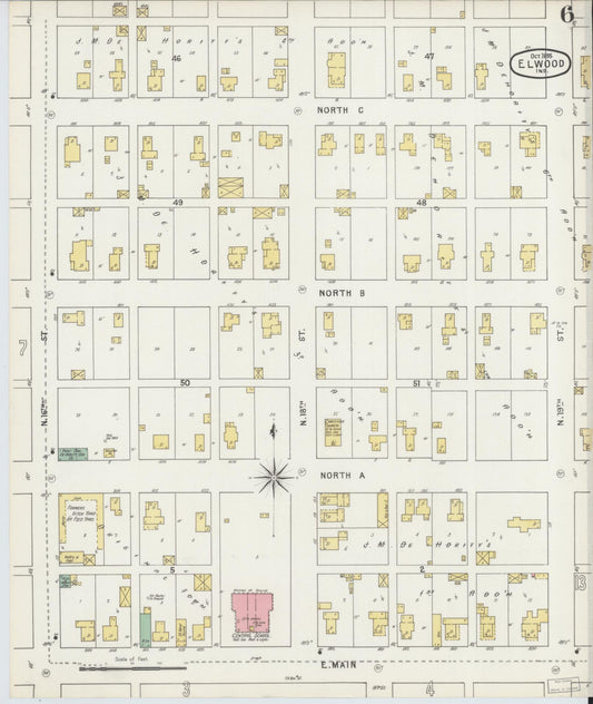 Sanborn Fire Insurance Map from Elwood, Madison County, Indiana (1895), Sheet #0006 - Historic Sanborn Fire Insurance Map Print, vintage old map wall art, antique decor, genealogy gift, Indiana Indiana map