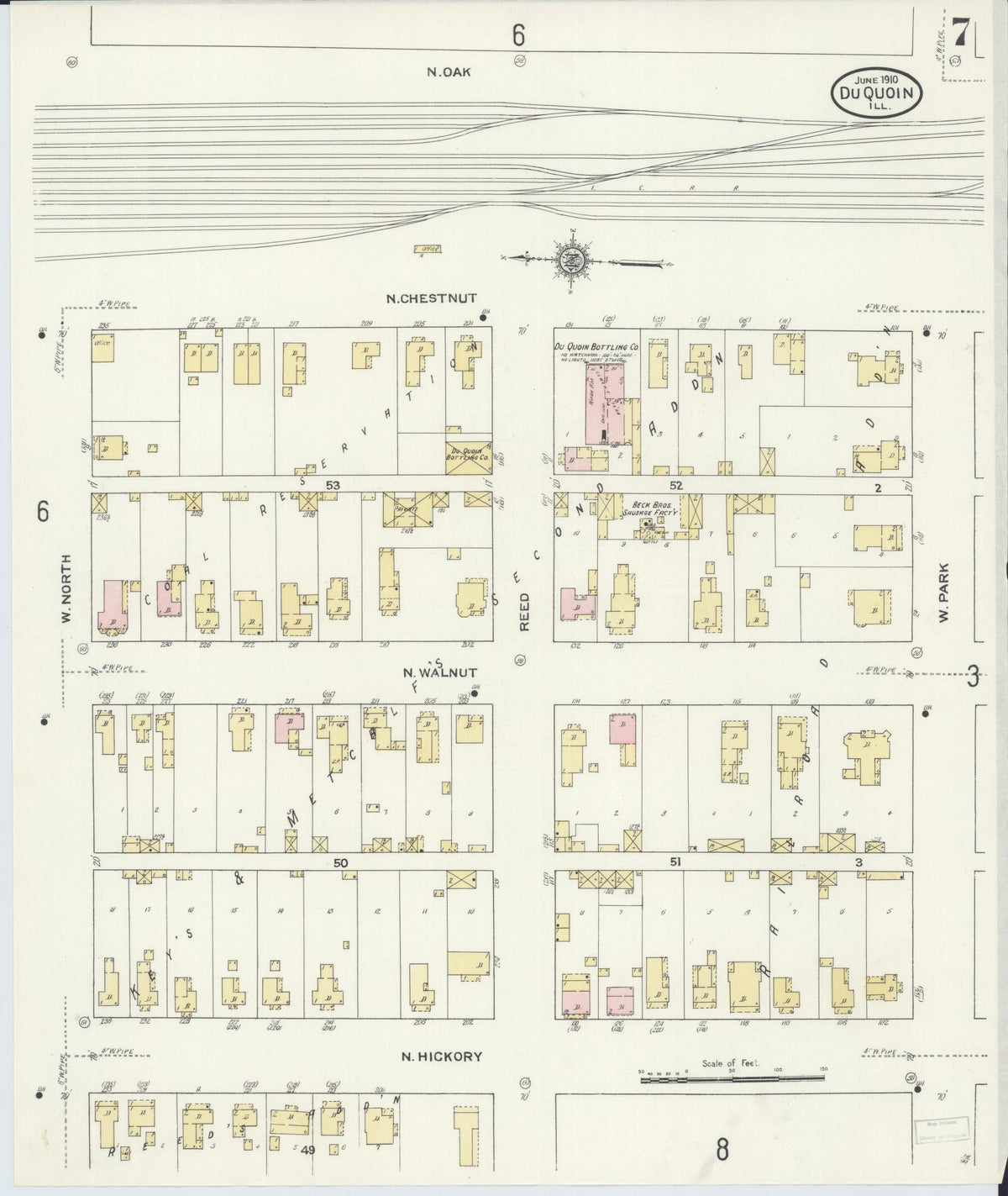 Sanborn Fire Insurance Map from Du Quoin, Perry County, Illinois (1910), Sheet #0007 - Complete Map Set gallery image, historic Sanborn map, vintage wall art, Illinois Illinois