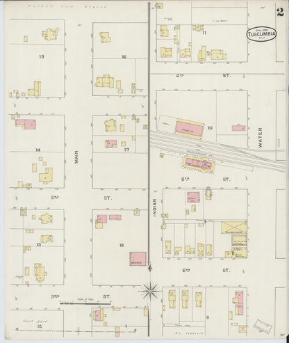 Sanborn Fire Insurance Map from Tuscumbia, Colbert County, Alabama (1894), Sheet #0002 - Complete Map Set gallery image, historic Sanborn map, vintage wall art, Alabama Alabama