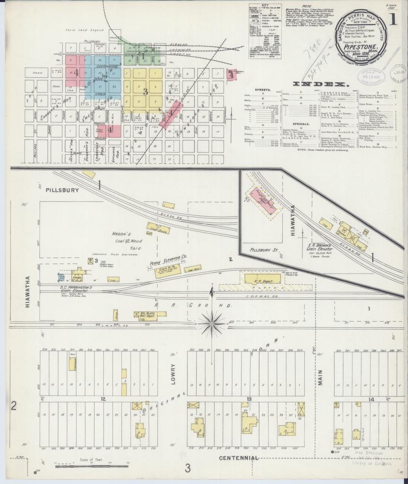 Sanborn Fire Insurance Map from Pipestone, Pipestone County, Minnesota. (1898) – Map View
