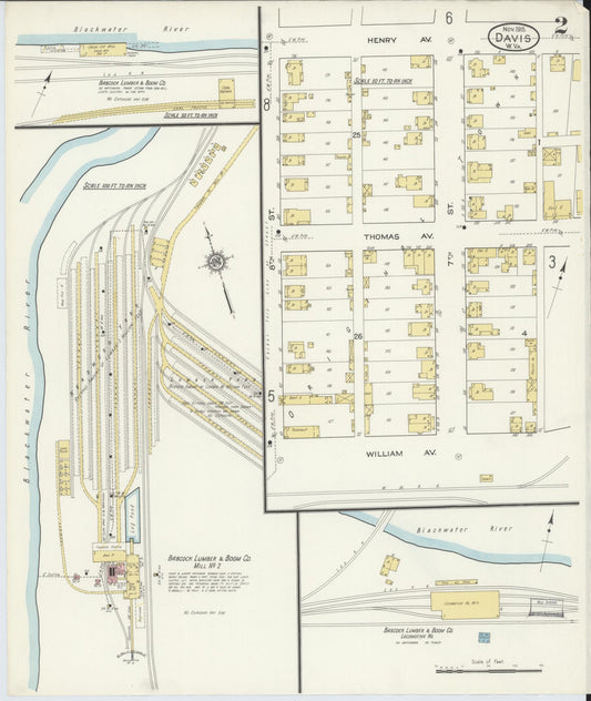Sanborn Fire Insurance Map from Davis, Tucker County, West Virginia (1915), Sheet #0002 - Historic Sanborn Fire Insurance Map Print, vintage old map wall art, antique decor, genealogy gift, West Virginia West Virginia map