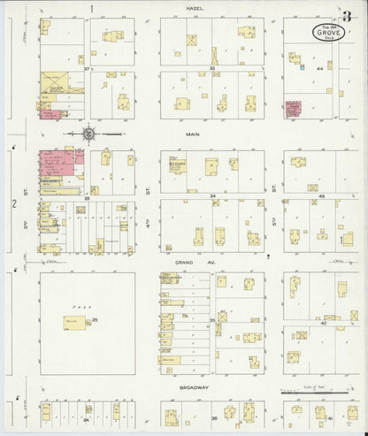Sanborn Fire Insurance Map from Grove, Delaware County, Oklahoma (1914), Sheet #0003 - Complete Map Set gallery image, historic Sanborn map, vintage wall art, Grove Delaware