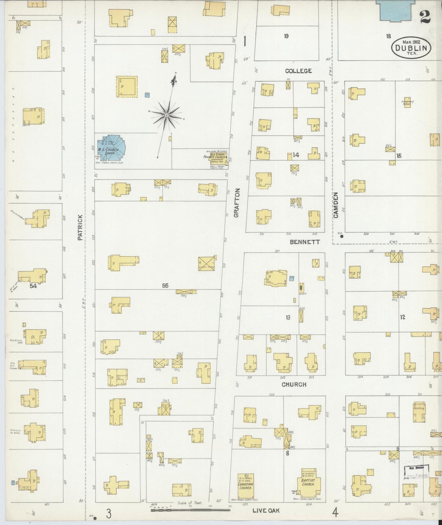 Sanborn Fire Insurance Map from Dublin, Erath County, Texas (1902), Sheet #0002 - Complete Map Set gallery image, historic Sanborn map, vintage wall art, Texas Texas