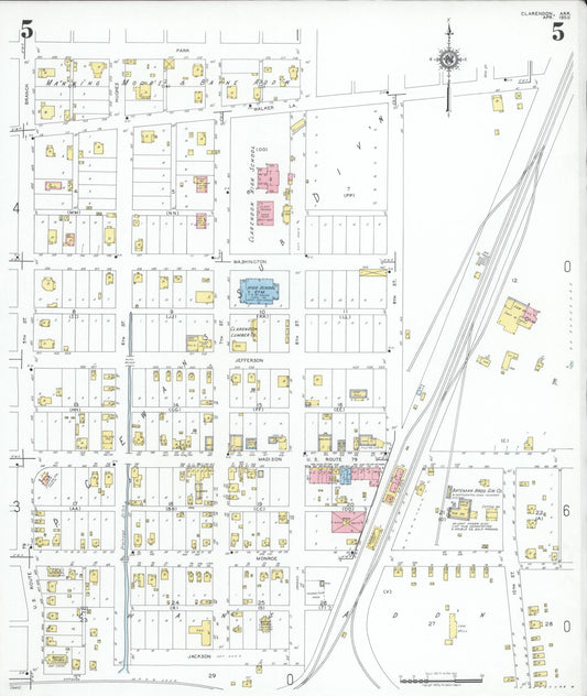 Sanborn Fire Insurance Map from Clarendon, Monroe County, Arkansas (1950), Sheet #0005 - Historic Sanborn Fire Insurance Map Print, vintage old map wall art, antique decor, genealogy gift, Arkansas Arkansas map