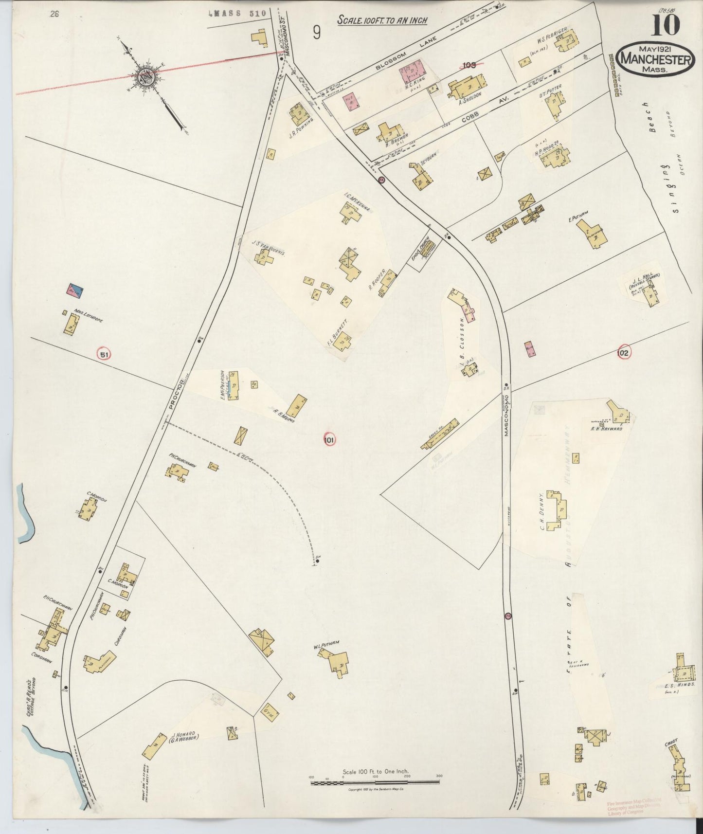 Sanborn Fire Insurance Map from Manchester, Essex County, Massachusetts. (1941), Sheet 10 – Historic Sanborn Fire Insurance Map Print