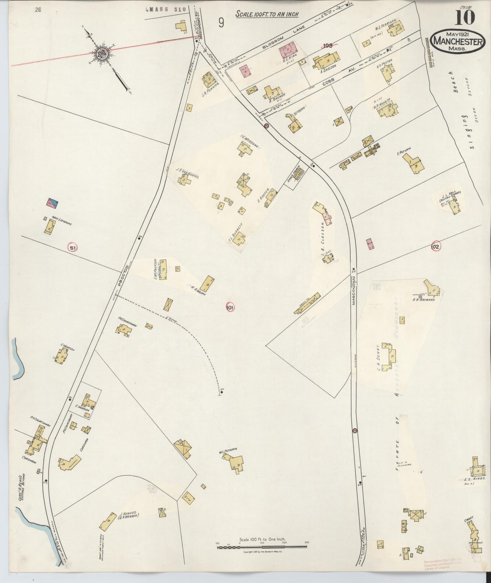 Sanborn Fire Insurance Map from Manchester, Essex County, Massachusetts. (1941), Sheet 10 – Historic Sanborn Fire Insurance Map Print