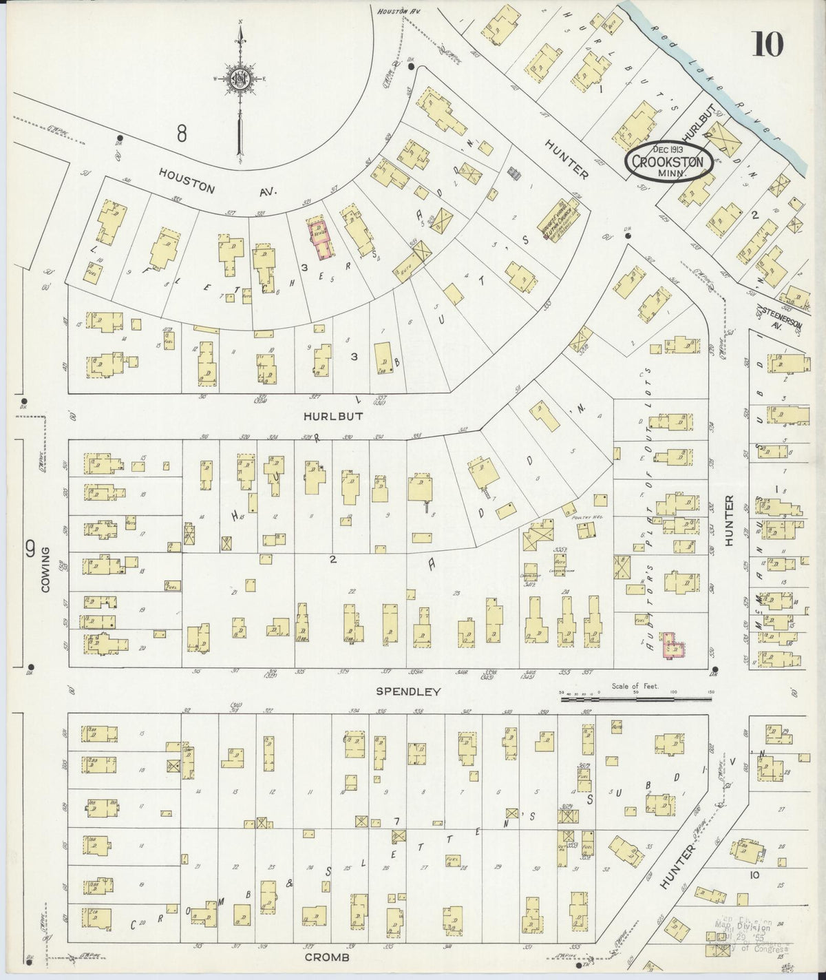 Sanborn Fire Insurance Map from Crookston, Polk County, Minnesota (1913), Sheet #0010 - Historic Sanborn Fire Insurance Map Print, vintage old map wall art, antique decor, genealogy gift, Minnesota Minnesota map