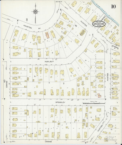 Sanborn Fire Insurance Map from Crookston, Polk County, Minnesota (1913), Sheet #0010 - Historic Sanborn Fire Insurance Map Print, vintage old map wall art, antique decor, genealogy gift, Minnesota Minnesota map
