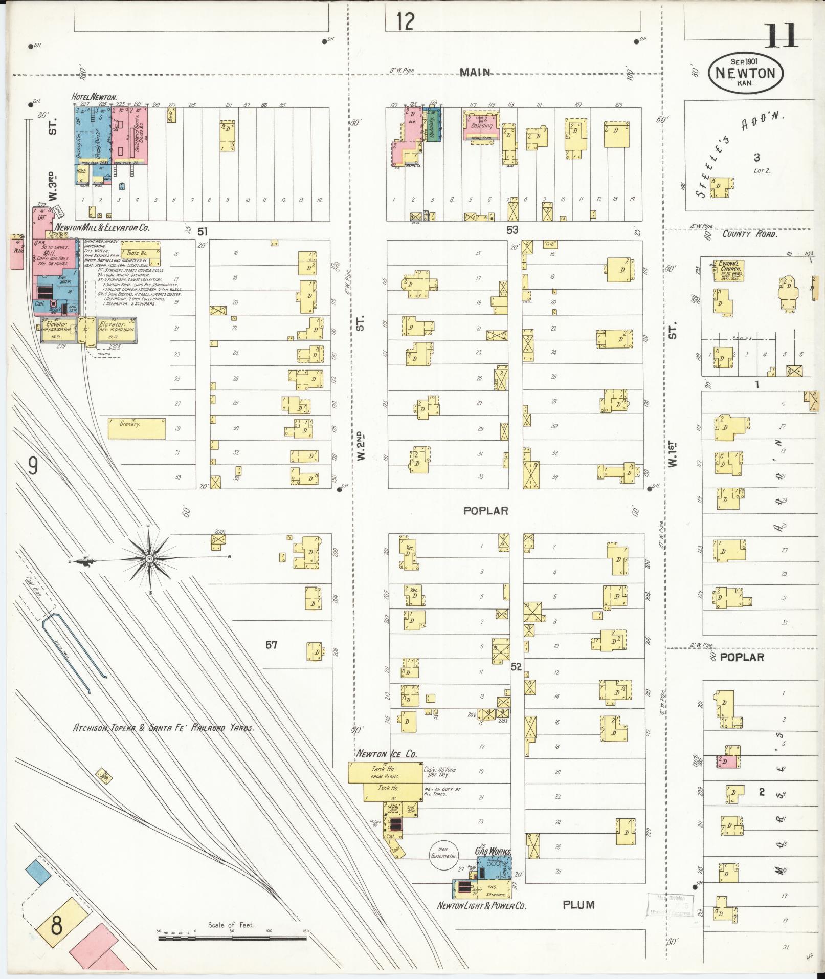 Sanborn Fire Insurance Map from Newton, Harvey County, Kansas (1901), Sheet #0011 - Historic Sanborn Fire Insurance Map Print, vintage old map wall art, antique decor, genealogy gift, Kansas Kansas map