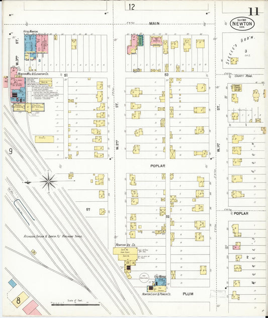 Sanborn Fire Insurance Map from Newton, Harvey County, Kansas (1901), Sheet #0011 - Historic Sanborn Fire Insurance Map Print, vintage old map wall art, antique decor, genealogy gift, Kansas Kansas map